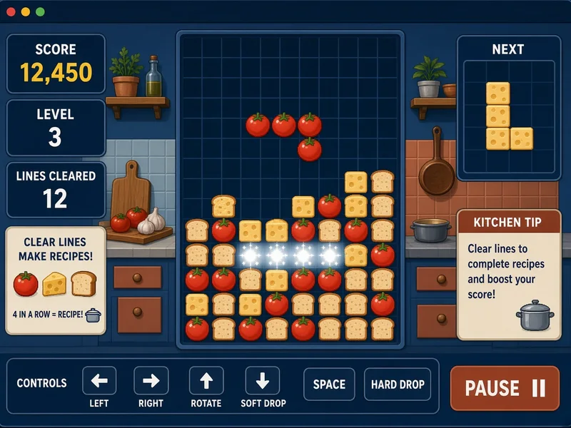 Recipe Tetris gameplay preview