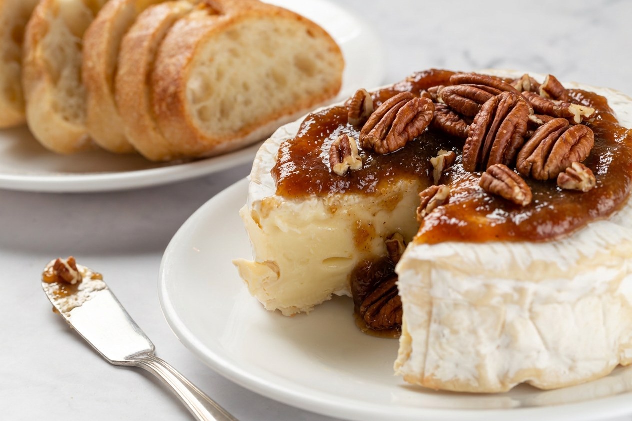 Baked Brie with Apple Butter, Toasted Pecans & Thyme