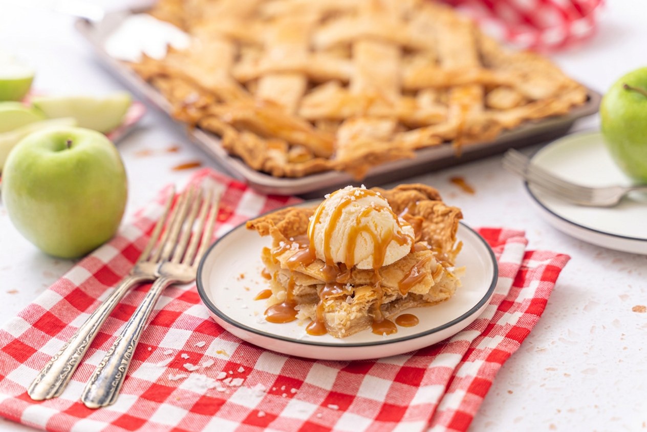 Salted Caramel Apple Slab Pie
