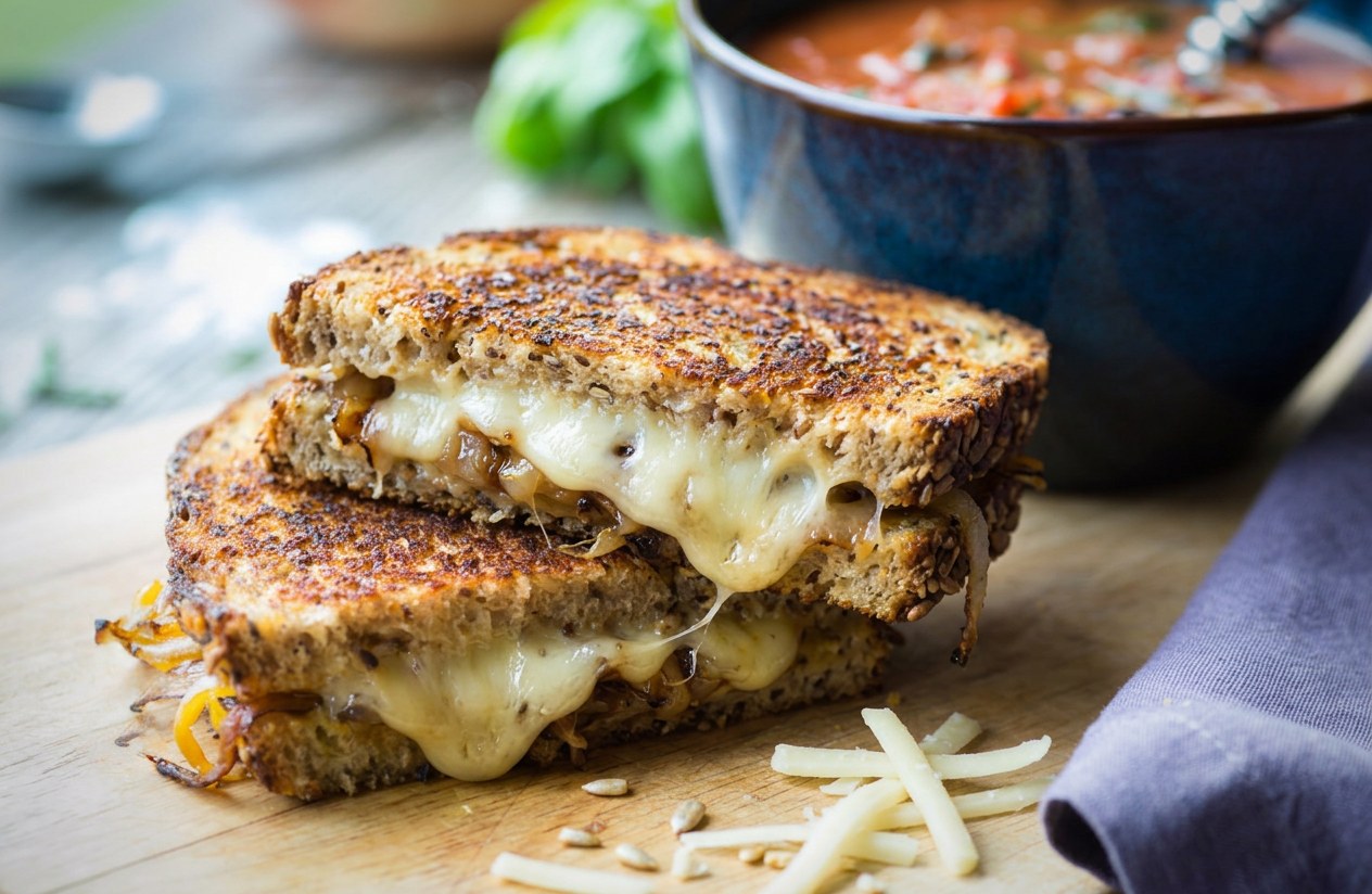 Gruyère, Sharp Cheddar, Caramelized Onion & Dijon Grilled Cheese