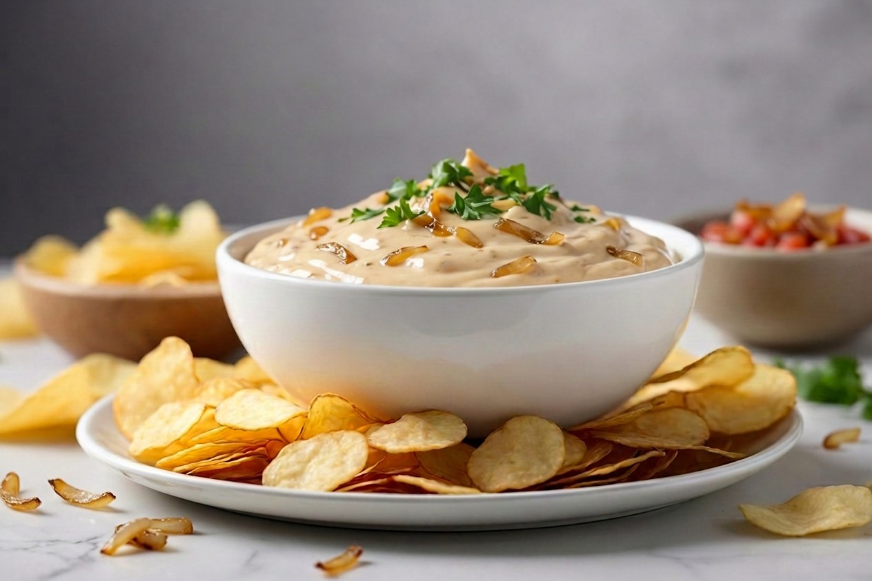 Caramelized Onion Dip with Kettle Chips