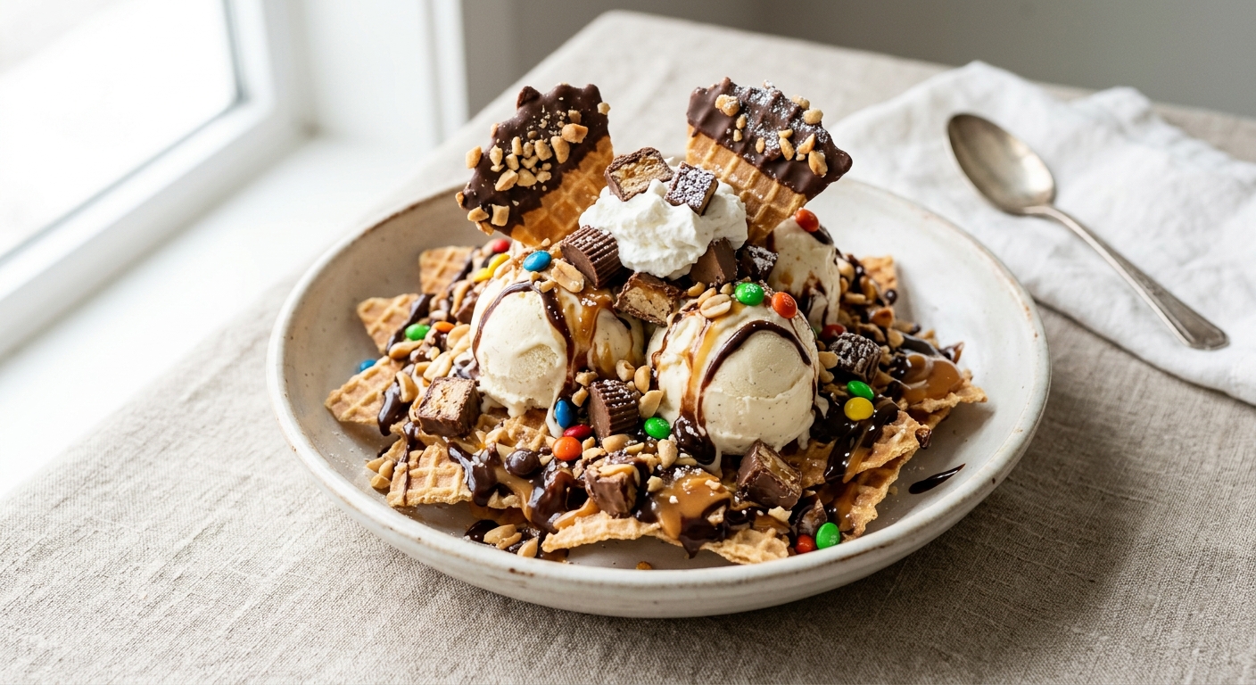 Candy Bar Ice Cream Sundae Nachos