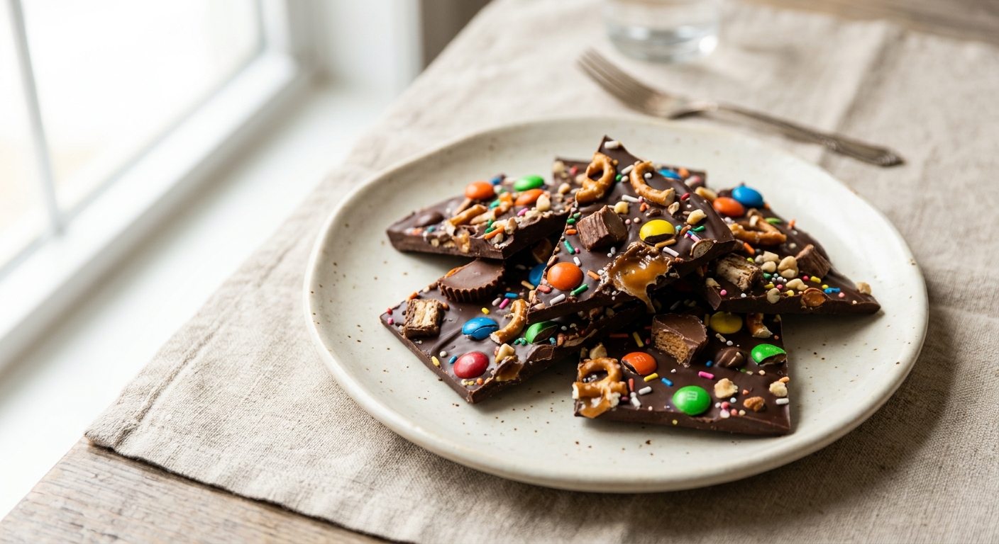 Leftover Candy Chocolate Bark