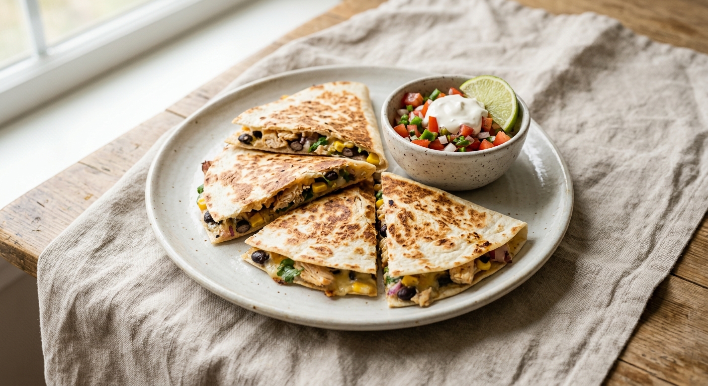 Mild Chicken and Black Bean Quesadillas
