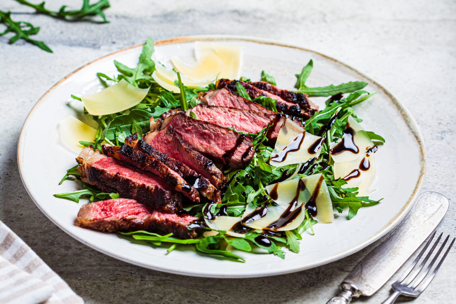 Steak and Arugula Salad with Shaved Parmesan